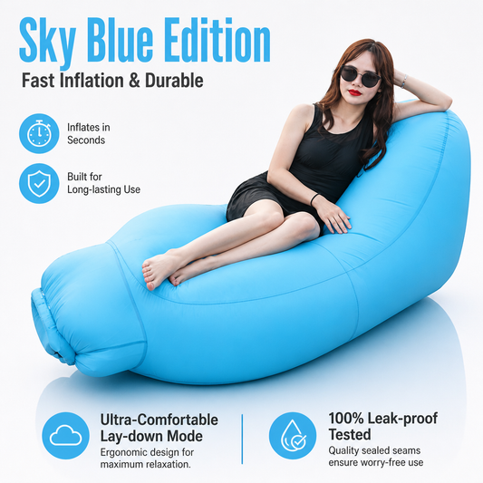 3s Fast Inflatable Camping Sofa | Waterproof Composite Fabric, Leak Tested & Explosion-Proof Outdoor Lounge Chair
