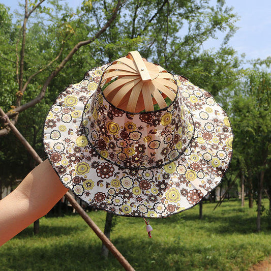 HX outdoor Dual-Use Folding Fan and Hat Sunscreen Beach Traveling Hat