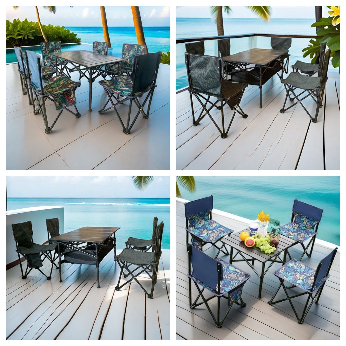 HX OUTDOOR Folding Picnic Table and Chairs Modern Design for Outdoor Camping Bathroom or Workshop Use