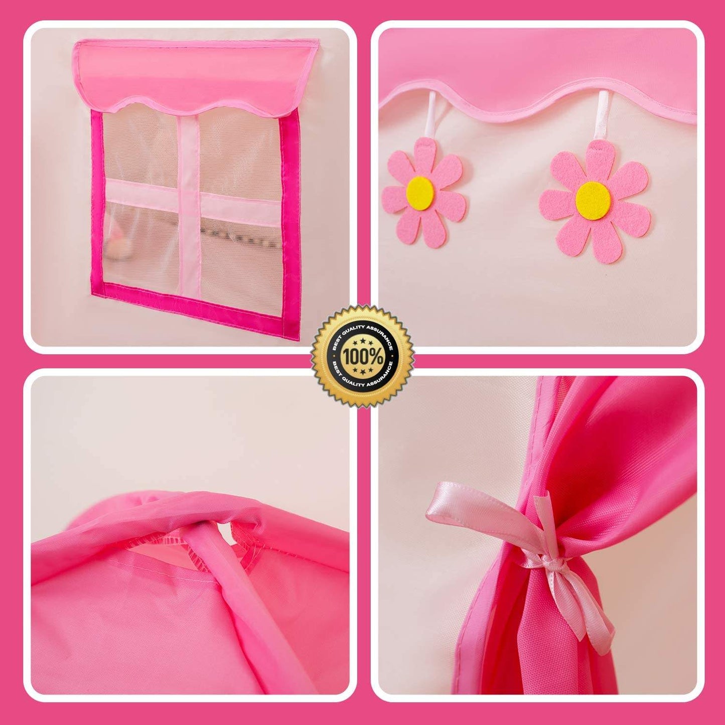 HXM Pink PrincessPlayhouse Indoor Baby House Kids Tent with Star Lights Toy