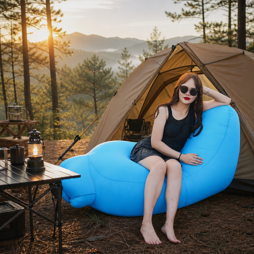 3s Fast Inflatable Camping Sofa | Waterproof Composite Fabric, Leak Tested & Explosion-Proof Outdoor Lounge Chair