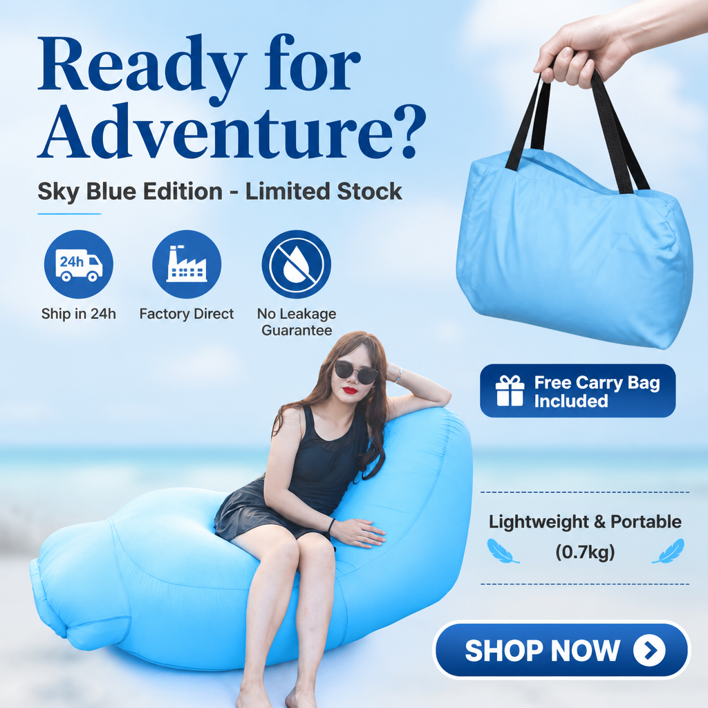 3s Fast Inflatable Camping Sofa | Waterproof Composite Fabric, Leak Tested & Explosion-Proof Outdoor Lounge Chair