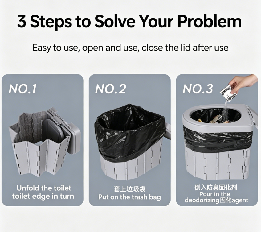 HXMoutdoor Integrated Portable Toilet for Outdoor Tent Use