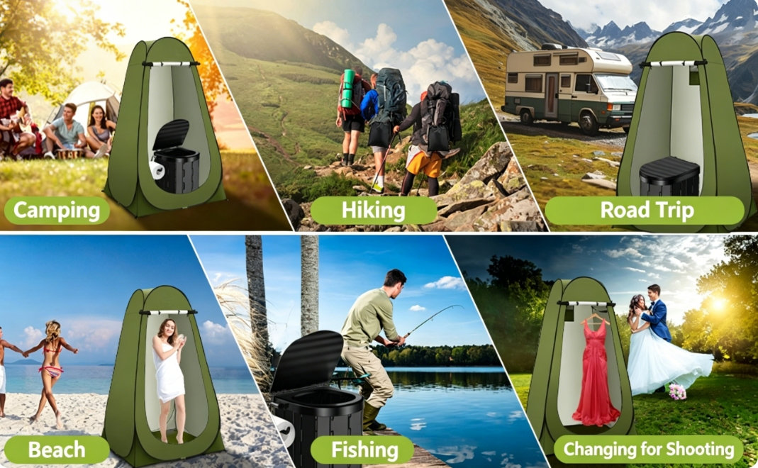HXMoutdoor Integrated Portable Toilet for Outdoor Tent Use