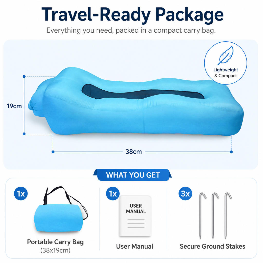 3s Fast Inflatable Camping Sofa | Waterproof Composite Fabric, Leak Tested & Explosion-Proof Outdoor Lounge Chair