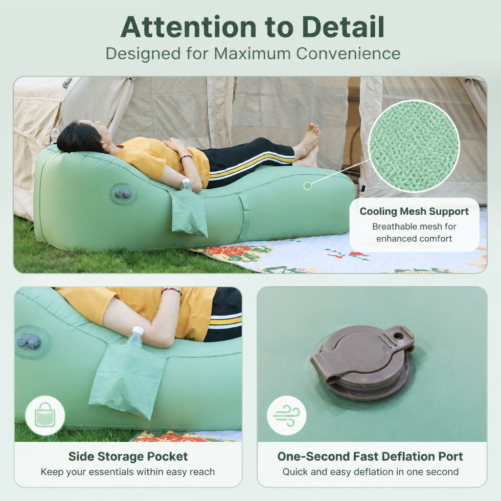 Built-in Pump Auto Inflatable Camping Sofa, One-Click Inflation for Beach & Backyard