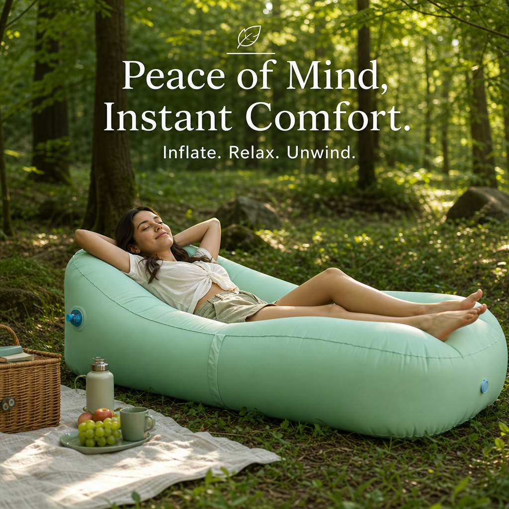 Built-in Pump Auto Inflatable Camping Sofa, One-Click Inflation for Beach & Backyard