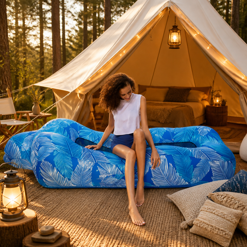 3s Fast Inflatable Camping Sofa | Waterproof Composite Fabric, Leak Tested & Explosion-Proof Outdoor Lounge Chair