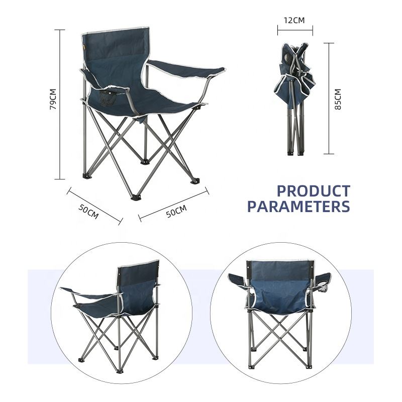 HX Portable Metal Stainless Steel Folding Lounge Chair with Cup Holder forPicnic BBQ Camping