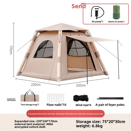 HX outdoor Air Dome Pump 5-6person Oxford Fabric Inflatable  Camping Tent