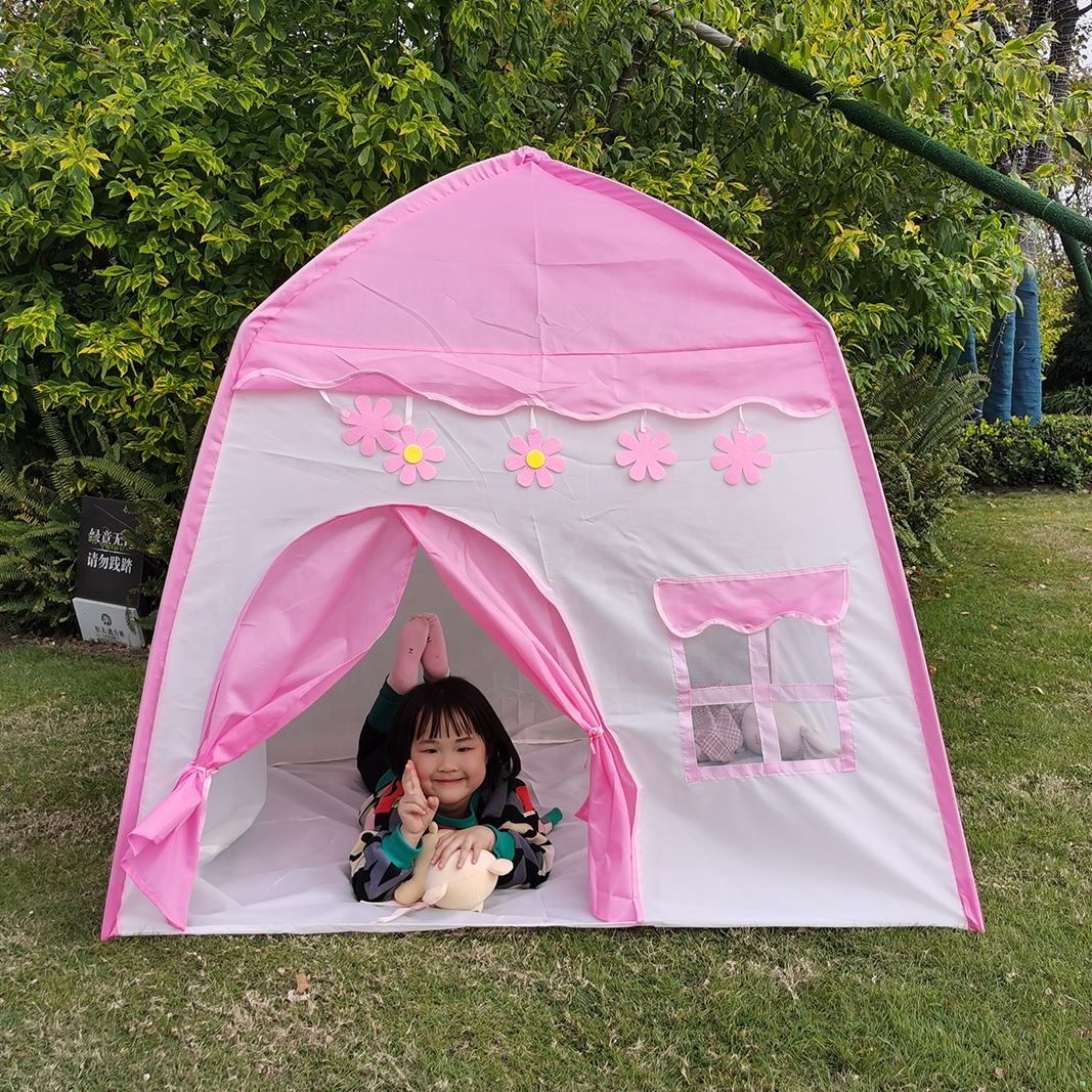 HXM Pink PrincessPlayhouse Indoor Baby House Kids Tent with Star Lights Toy