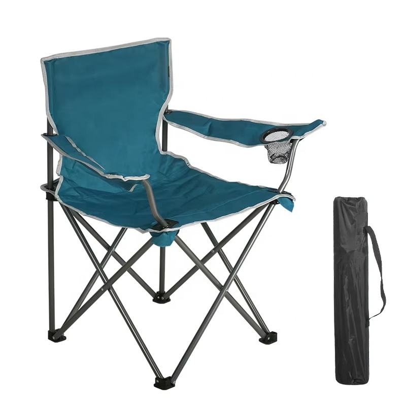 HX Portable Metal Stainless Steel Folding Lounge Chair with Cup Holder forPicnic BBQ Camping