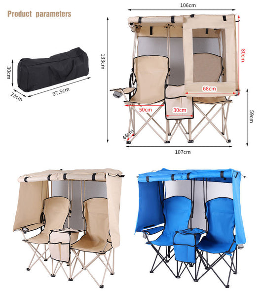 HX Outdoor Double Folding Chair with Canopy