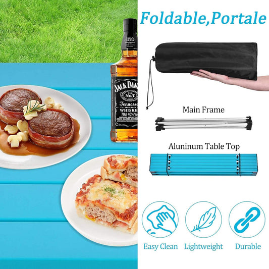 HX outdoor Small Aluminum Folding Table with Sand Carrying Bag for Outdoor Picnics BBQ