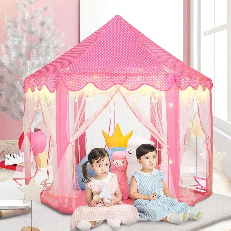 HXM Foldable Hexagon Girls Indoor Play Princess Castle Children's Kids Play Tent House