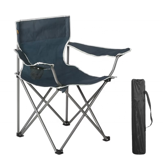 HX Portable Metal Stainless Steel Folding Lounge Chair with Cup Holder forPicnic BBQ Camping