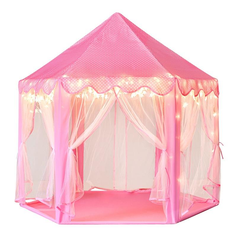 HXM Foldable Hexagon Girls Indoor Play Princess Castle Children's Kids Play Tent House