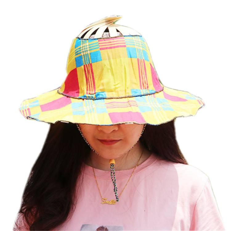 HX outdoor Dual-Use Folding Fan and Hat Sunscreen Beach Traveling Hat