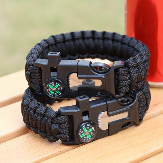 Camping Hiking Products Fire Starter Loud Whistle Paracord Bracelet Clasp Paracord Bracelet Adjustable for Fishing and Hunting