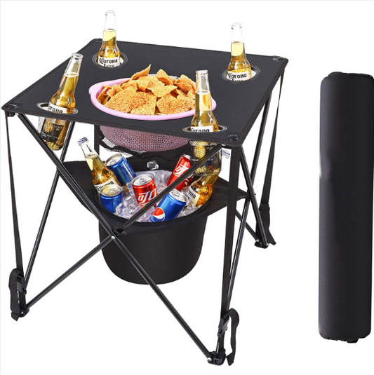 HX Outdoor Folding Table with Modern Design Insulated Food Basket Cooler for Picnics Barbecues Beach Use Made Aluminum