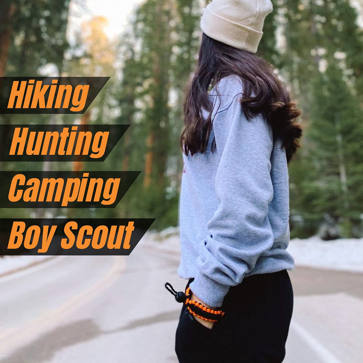 Camping Hiking Products Fire Starter Loud Whistle Paracord Bracelet Clasp Paracord Bracelet Adjustable for Fishing and Hunting