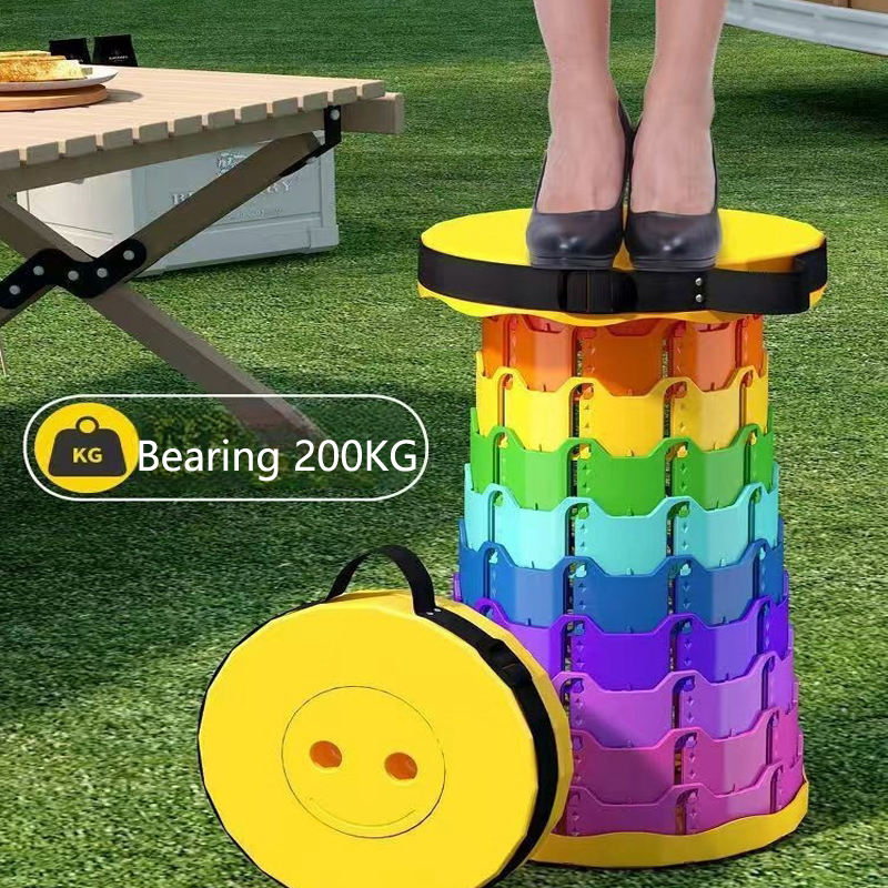HXoutdoor Rainbow Plastic Folding Step Stool Black Red White Grey Colors for Kids & Children in Kitchen Outdoor & Park Use