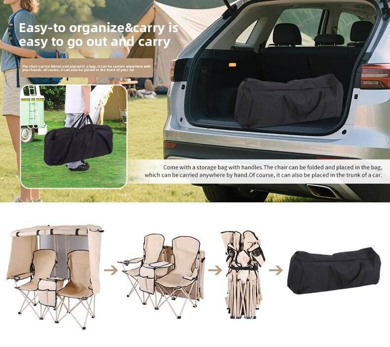 HX Outdoor Double Folding Chair with Canopy